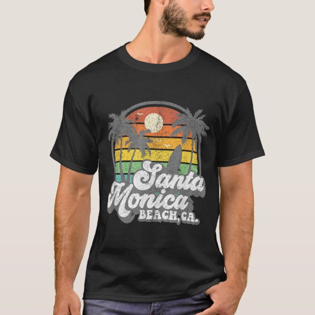 Santa Monica Beach California Surf Surfing 70'S  T-Shirt (Front)