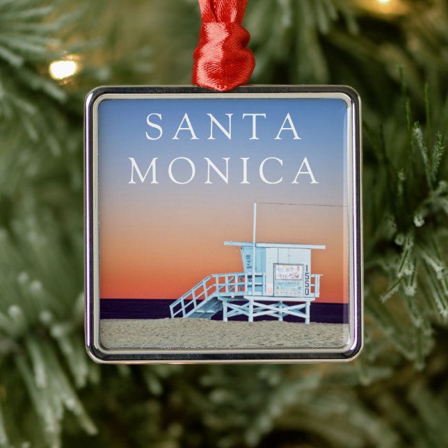 Santa Monica Beach | Los Angeles, California Metal Tree Decoration (Tree)