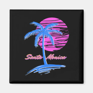 Santa Monica Beach Outrun 80s Aesthetic Vaporwave Magnet