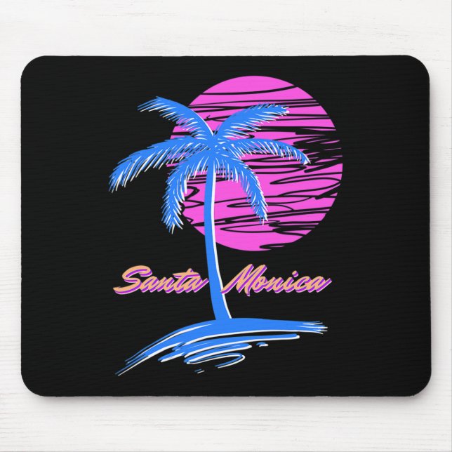 Santa Monica Beach Outrun 80s Aesthetic Vaporwave  Mouse Mat (Front)
