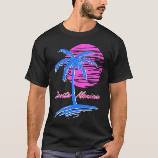 Santa Monica Beach Outrun 80s Aesthetic Vaporwave  T-Shirt