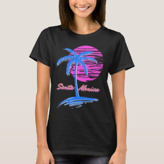 Santa Monica Beach Outrun 80s Aesthetic Vaporwave  T-Shirt