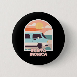 Santa Monica Beach Retro Pastel Colours Sun And Su 6 Cm Round Badge