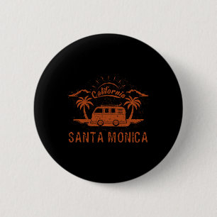 Santa Monica, Ca California Retro Vintage Surfing 6 Cm Round Badge