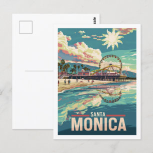 Santa Monica Calfornia Famous Vintage Travel Place Postcard