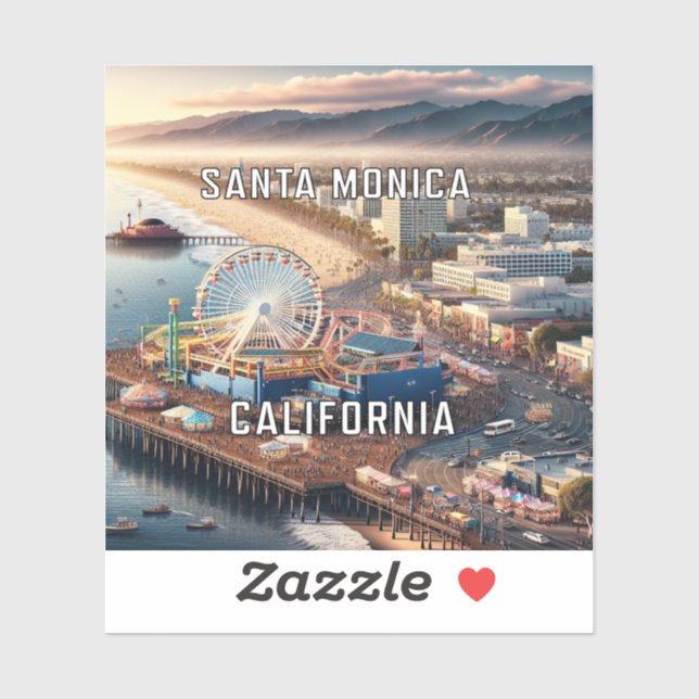 Santa Monica California 3 Inch Vinyl Sticker (Sheet)