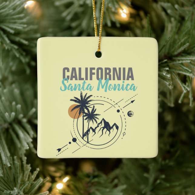 Santa Monica California Geometric Palms   Ceramic Ornament (Tree)