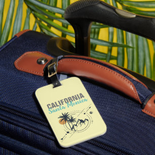 Santa Monica California Geometric Palms Luggage Tag