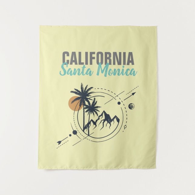 Santa Monica California Geometric Palms  Tapestry (Front)