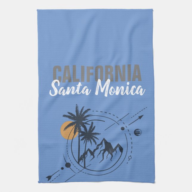 Santa Monica California Geometric Palms  Tea Towel (Vertical)