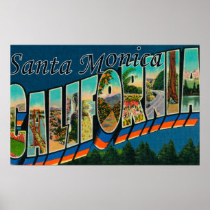 Santa Monica, California - Large Letter Scenes Poster