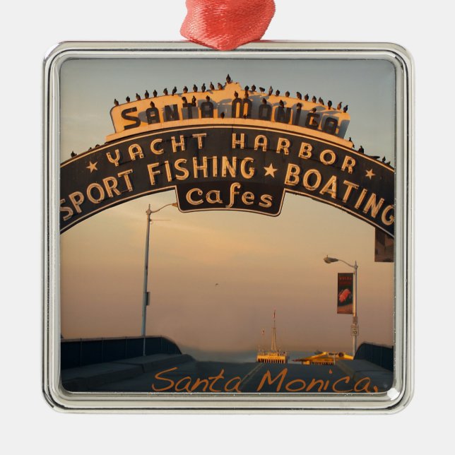 Santa Monica California Metal Tree Decoration (Front)