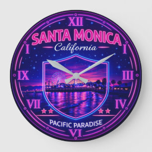 Santa Monica California Pier  Large Clock