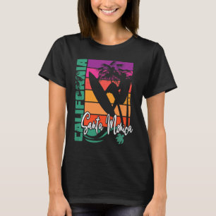 Santa Monica California Retro Sunset Surfer Surfin T-Shirt