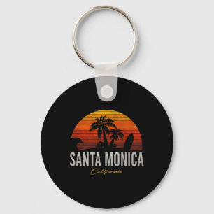 Santa Monica California Retro Surfer Vintage Beach Key Ring