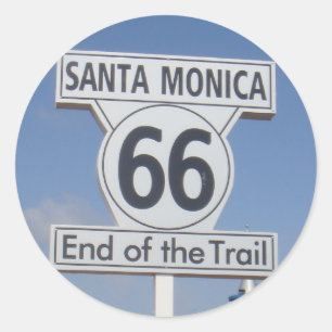 Santa Monica, California - RT 66 Classic Round Sticker