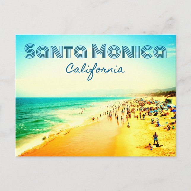 Santa Monica, California Summer Beach Scene Postcard (Front)