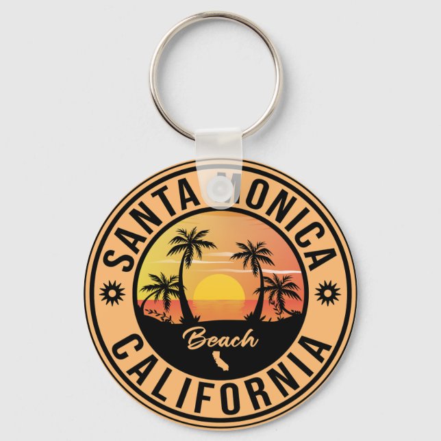 Santa Monica California Sunset Vacation Souvenirs Key Ring (Front)