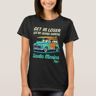 Santa Monica California Surf Girl Women Men Vintag T-Shirt