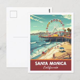 Santa Monica California USA Famous Vintage Travel Postcard
