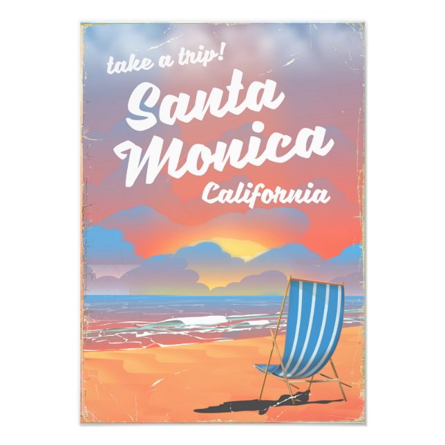 Santa Monica California vintage beach poster (Front)