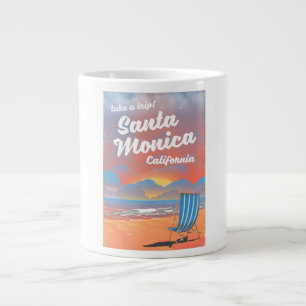 Santa Monica California vintage beach poster Large Coffee Mug