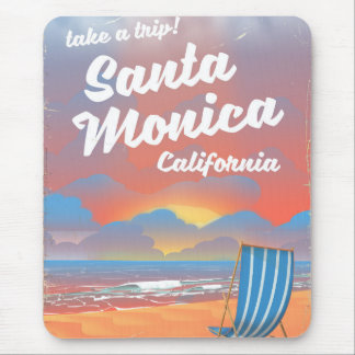 Santa Monica California vintage beach poster Mouse Mat