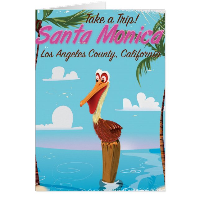 Santa Monica Cartoon retro travel poster (Front)