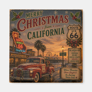 Santa Monica Christmas Road Trip Keepsake Magnet