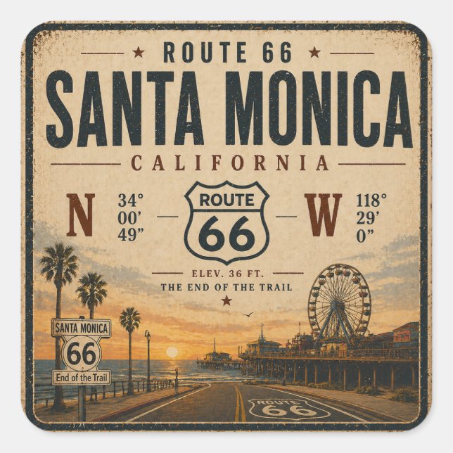 Santa Monica End Trail Decal Square Sticker (Front)