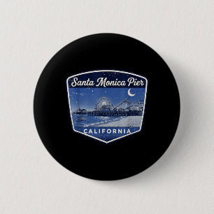 Santa Monica er California Night Ocean Beach 6 Cm Round Badge