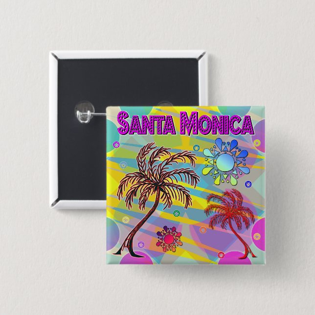 Santa Monica Happy and Hope Button (Front & Back)