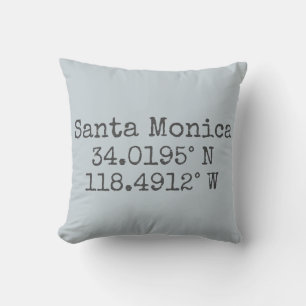 Santa Monica Latitude and Longitude Cushion