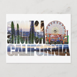 Santa Monica logo flowers pier beach Postcard