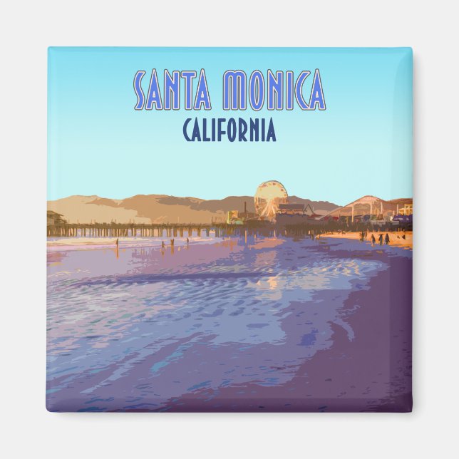 Santa Monica Los Angeles California Vintage Magnet (Front)