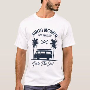 Santa Monica Los Angeles Get to the Sea Retro Surf T-Shirt
