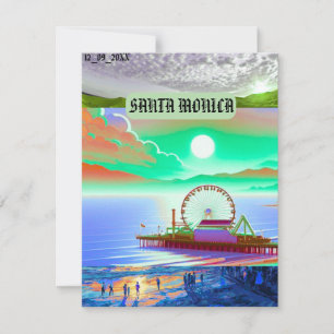 santa monica  monica california  vintage travel cl holiday card