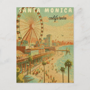 santa monica  monica california  vintage travel cl holiday postcard