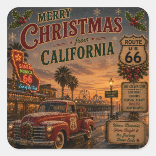 Santa Monica Mother Road Stocking Stuffer Square Sticker
