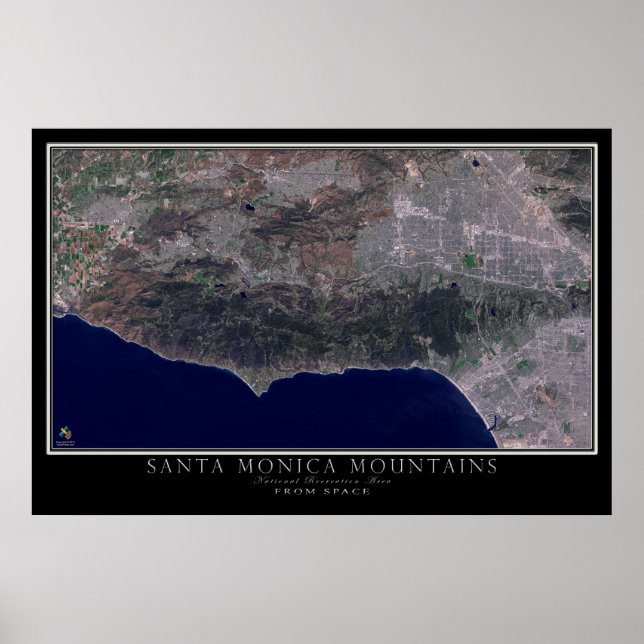 Santa Monica Mountains California Satellite Map Poster (Front)