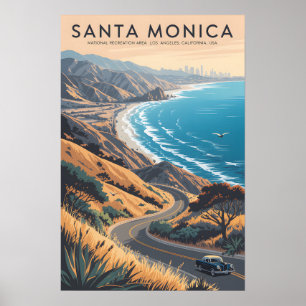 Santa Monica Mountains Vintage Travel Poster