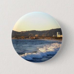 Santa Monica Pier as seen from Venice Beach 6 Cm Round Badge
