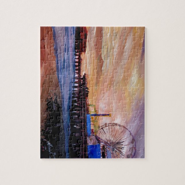 Santa Monica Pier At Sunset Jigsaw Puzzle (Vertical)