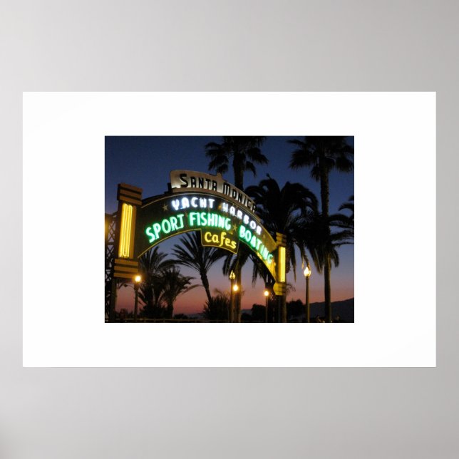 Santa Monica Pier at Sunset Poster (Front)