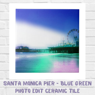 Santa Monica Pier - Blue Green Photo Edit Tile