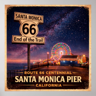 Santa Monica Pier End of the Trail Centennial Poster
