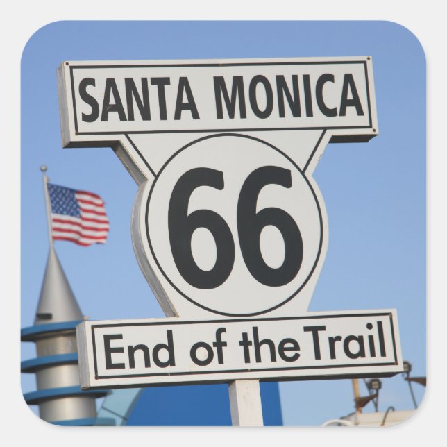 Santa Monica Pier - End of the Trail Square Sticker (Front)