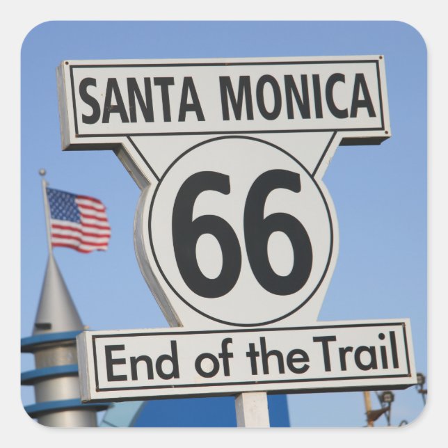 Santa Monica Pier - End of the Trail Square Sticker (Front)