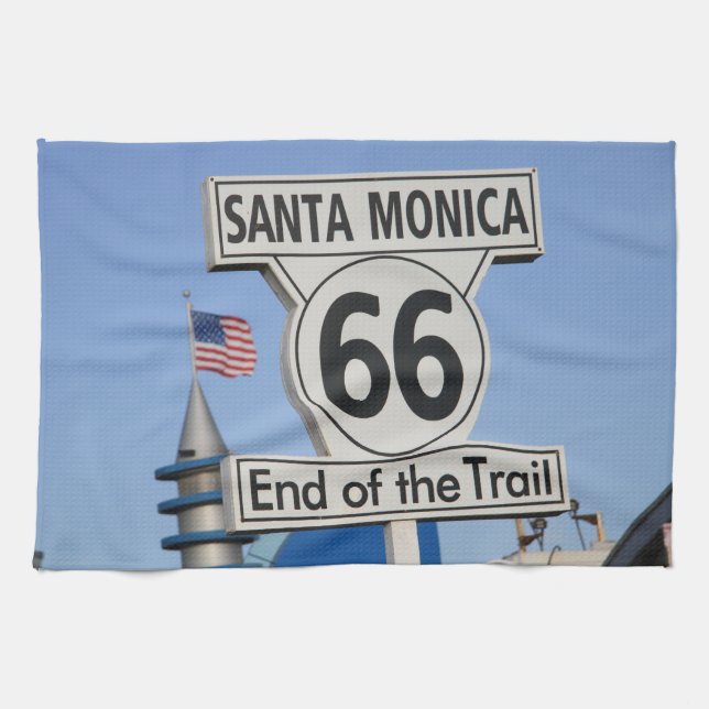 Santa Monica Pier - End of the Trail Tea Towel (Horizontal)
