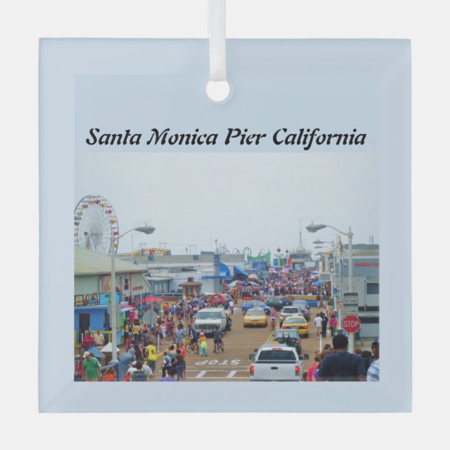 SANTA MONICA PIER    GLASS TREE DECORATION (Front)